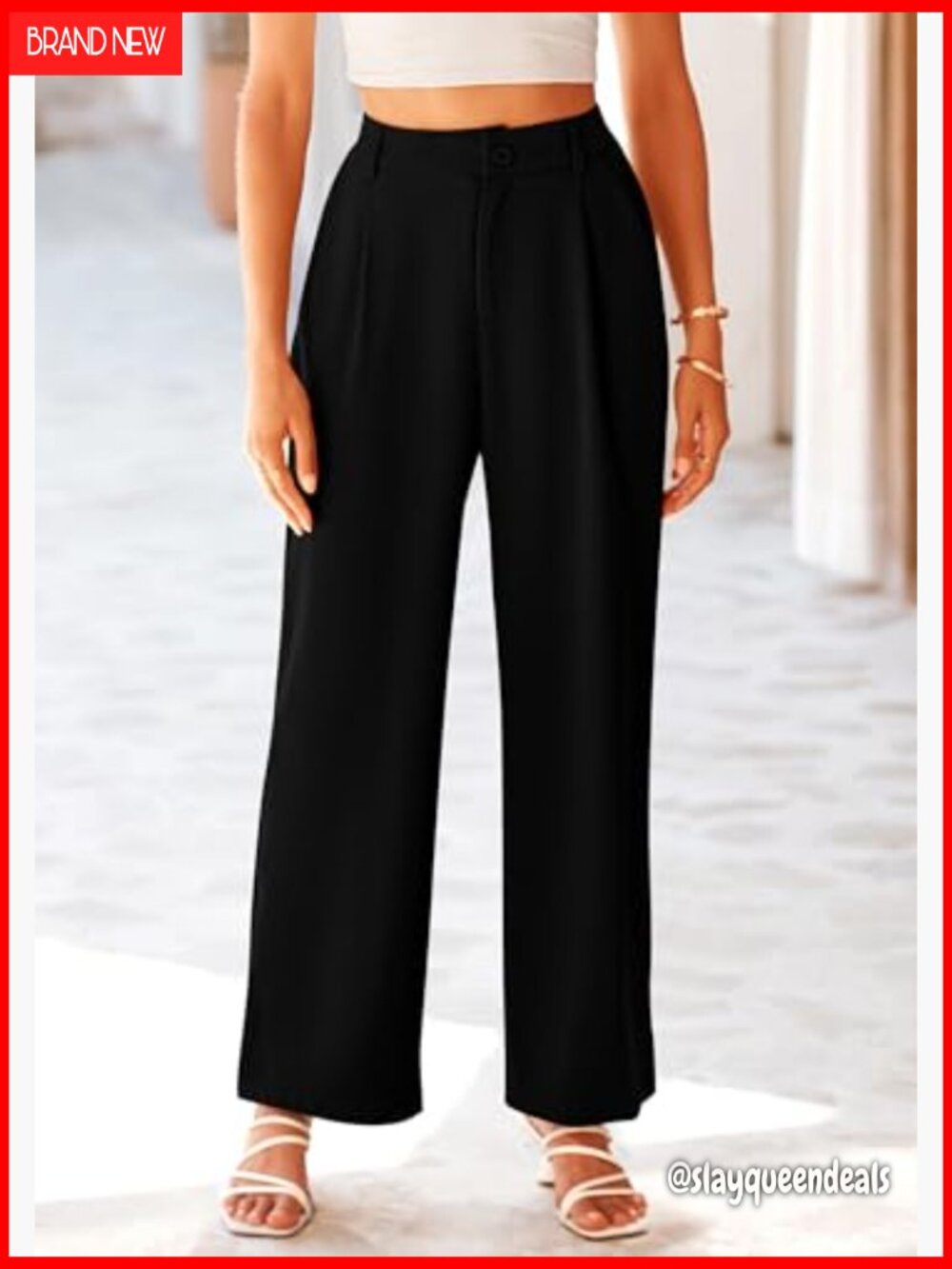 Wide Leg High Waisted Work Pants with Pockets Trousers Dress Pants - Picture 6 of 7